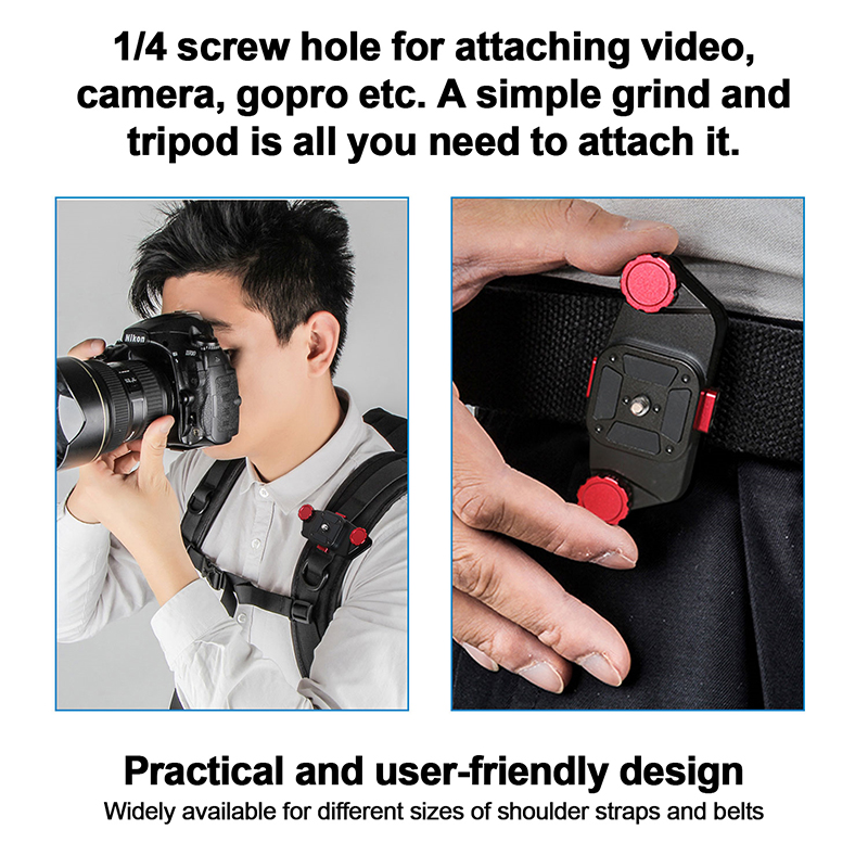 Easy Hood Camera Belt Clip Camera Tripod Backpack Clip Metal Camera Holder 1/4 Thread Plate Quick Release Clip Waist Clip Belt Clip Compatible with DSLR/Sony/Canon/Nikon Camera Waist Belt