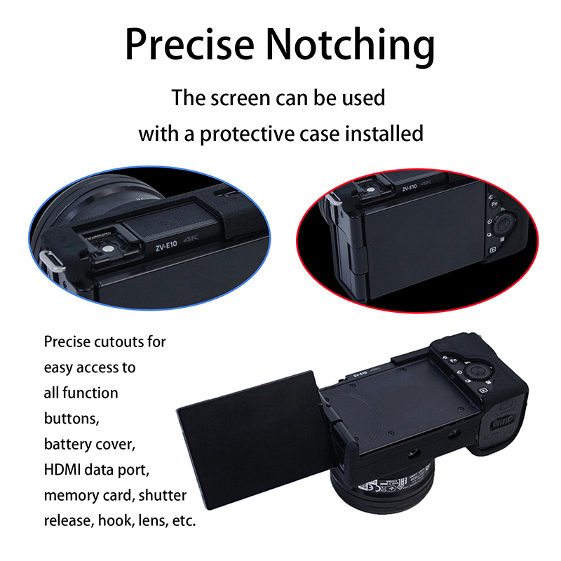 Easy Hood Camera Silicone Case for Sony ZV-E10, Protective Body Cover Skin Soft Silicone Anti-Scatches for Sony ZV-E10 Camera